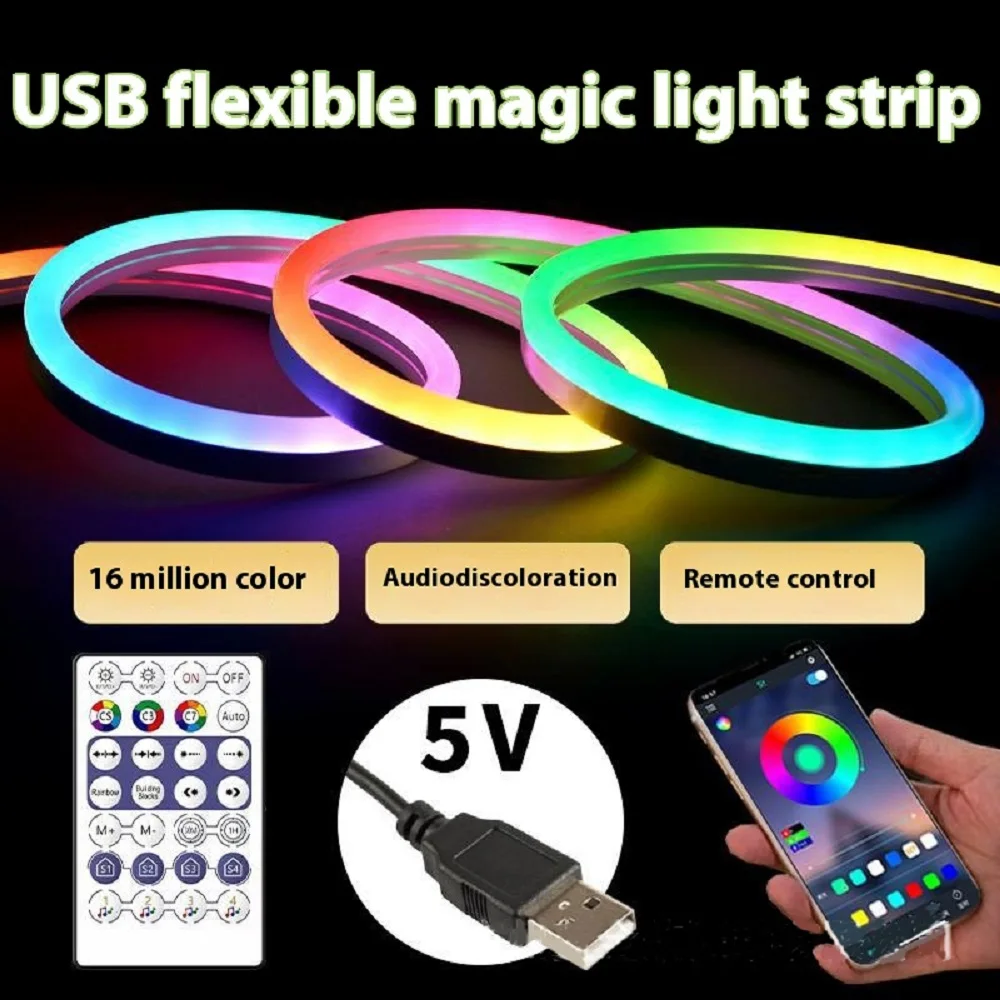 5V full color running horse flexible neon USB interface Bluetooth APP Music voice-controlled light bar DIY shape