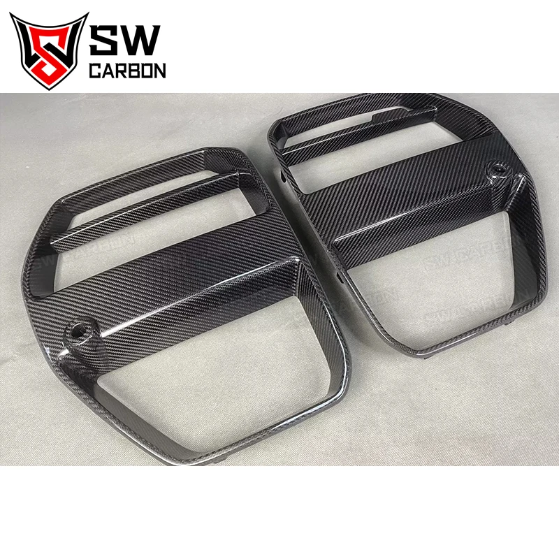 Dry Carbon Fiber V Style Car Grille for BMW G80 M3 G82 G83 M4 Front Bumper Air Intake Grille Center Mesh Frame Auto Accessories