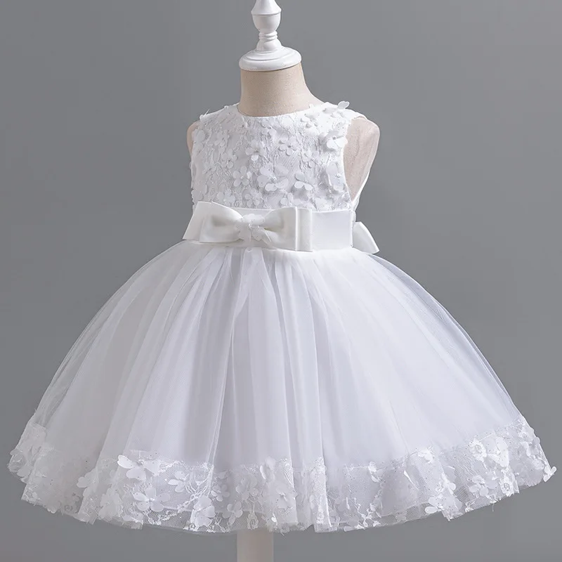 Vestido de princesa con lazo de mariposa para niña, vestido de malla sin mangas a la moda, vestidos de noche para actuaciones en banquetes, 2-12 años