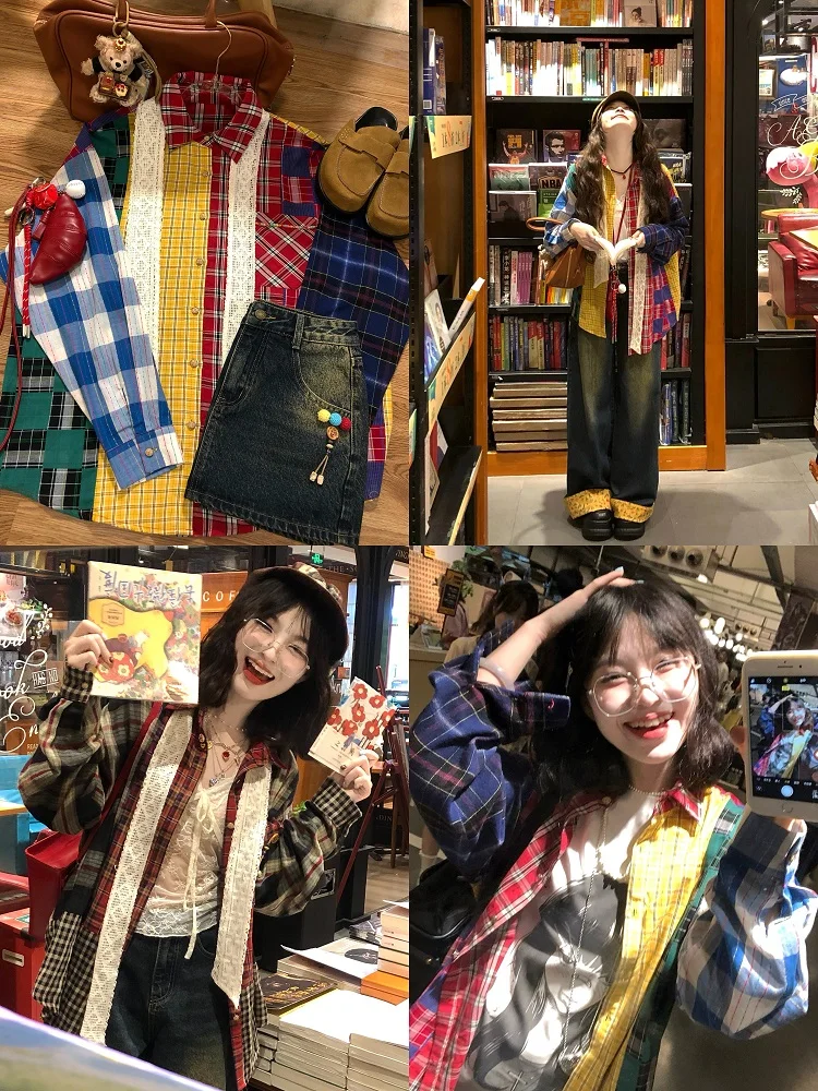 

ALITTLE Vintage Lace Tie Patchwork irt Women's Collar Long Sve Cotton Polyester Blend Regular Fit Autumn irt