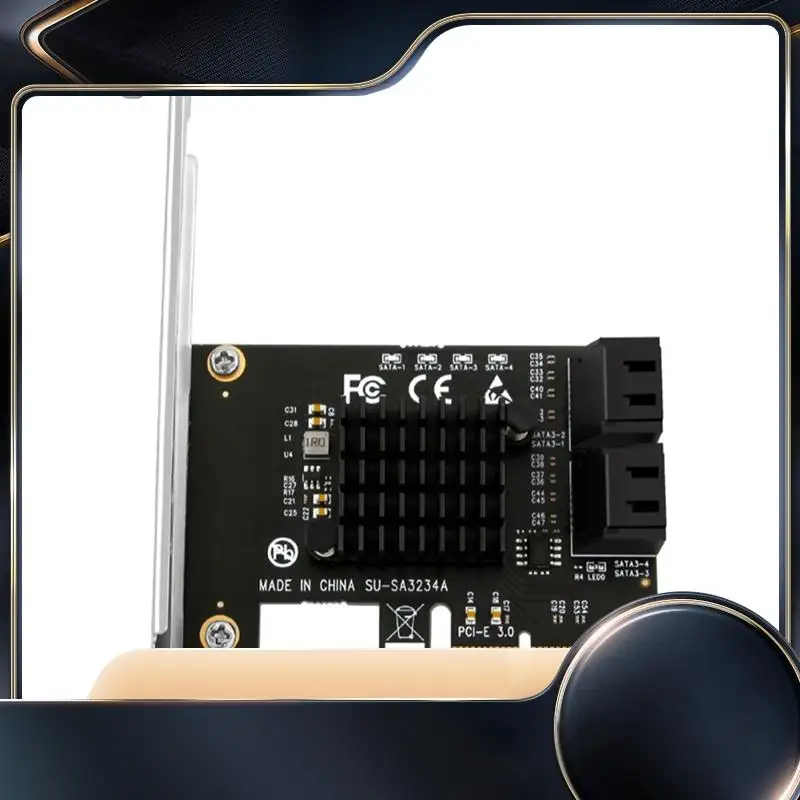 

PCIE X4 To SATA Card PCI-E Adapter PCI-E 3.0 To SATA3.0 Expansion Card 4Port SATA III Add On Card For SSD HDD Mining-N34R
