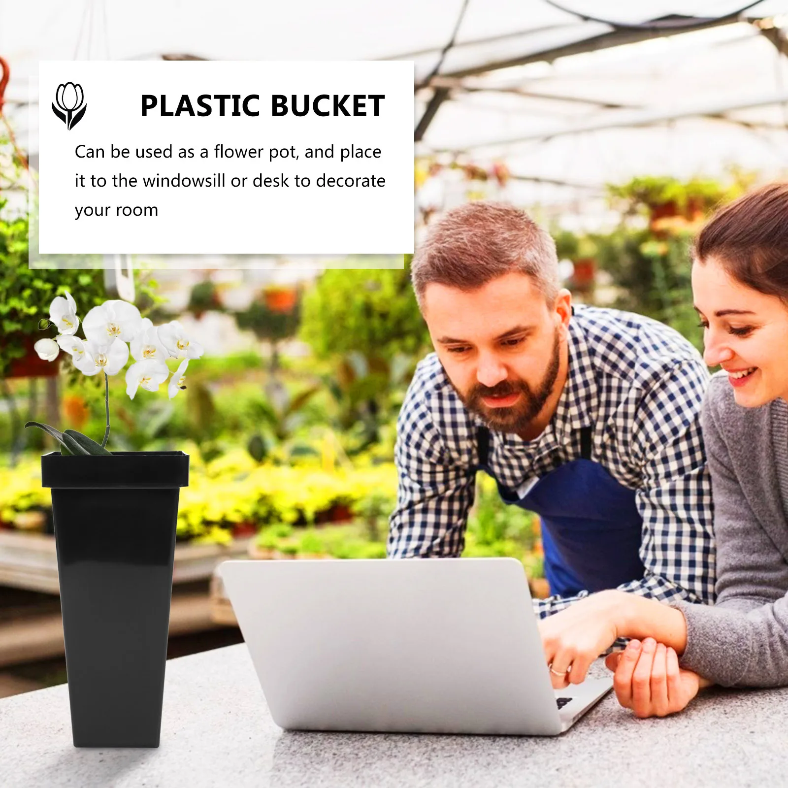 1 قطعة تصميم دلو الزهور البلاستيكية للمنزل مكتب شرفة ديكور الأزهار ترتيب الحاويات حديقة أدوات النبات #6