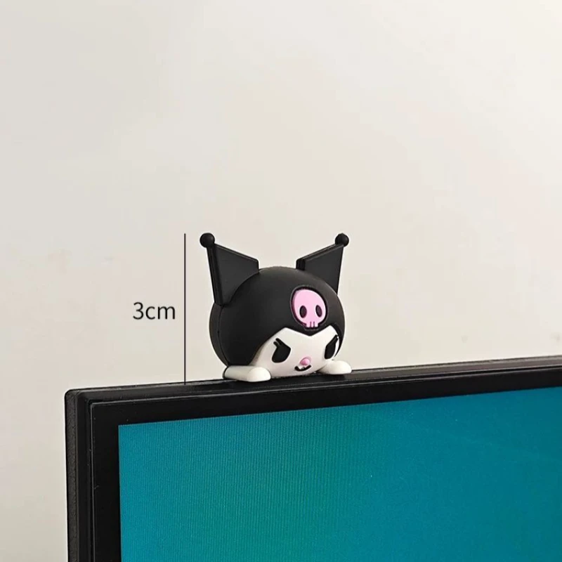Nuovo Kawaii Sanrio Hello Kitty Kuromi Melody Display da scrivania per computer decorato con una piccola bambola carina Figura anime Regalo Giocattoli per bambini