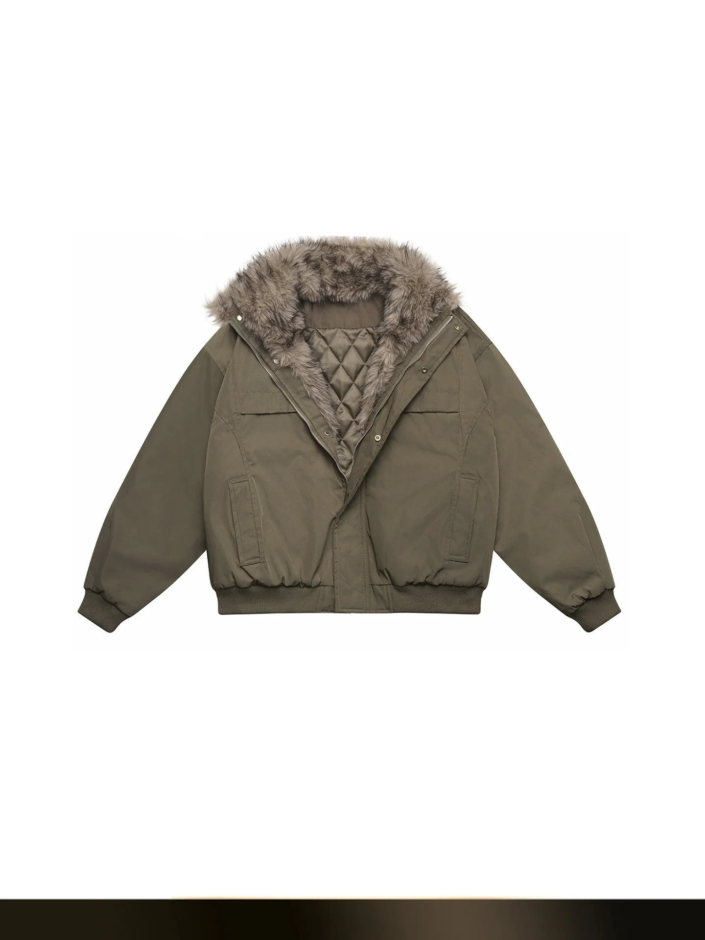 

Nted American Retro Thiened Cotton Jaet Men's Winter Loose Workwear Coat with Fur Collar Youth Casual ort Zipper