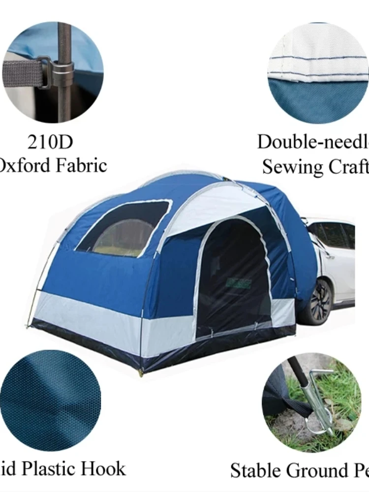 Outdoor Camping Hiking Tents Car Trail Rear Trunk Tent 4 Person Sun Sunshade Waterproof Tent Road Trip For Vehicle Awning