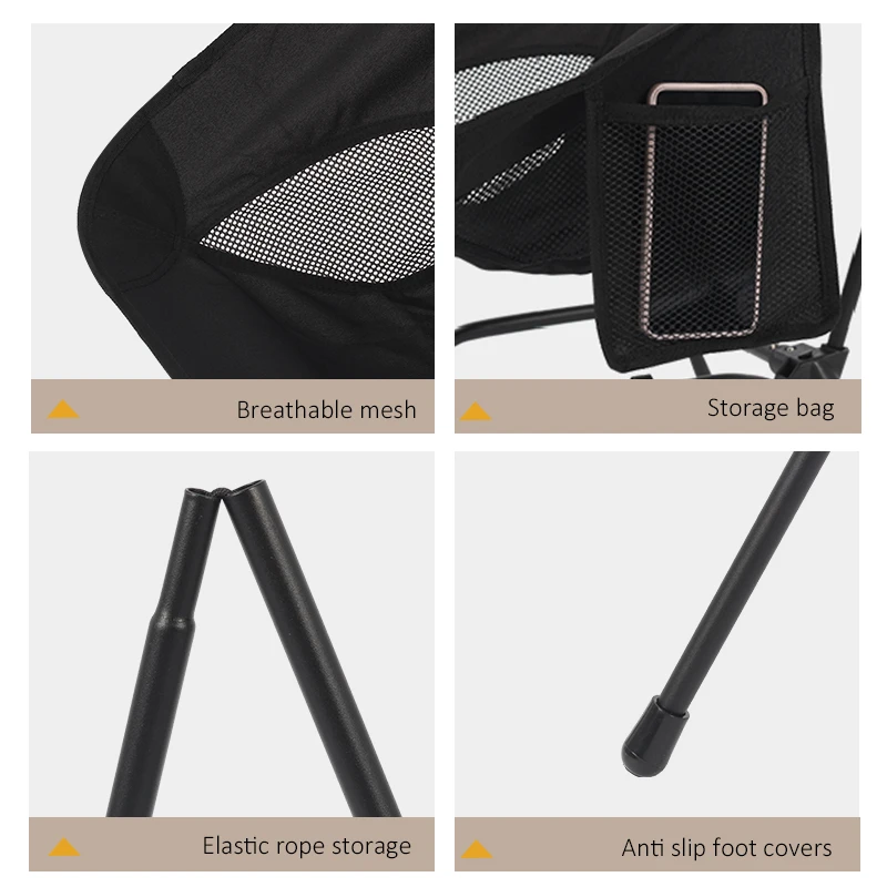 مقعد صيد على الشاطئ ذو هيكل مربع، كرسي مريح قابل للطي للتخييم بأربعة زوايا، كرسي قمر أنبوب حديدي خفيف الوزن