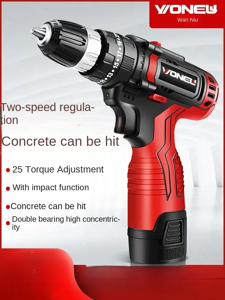 Professional Lithium-ion Cordless Electric Screwdriver with Impact Function and Multiple Accessories