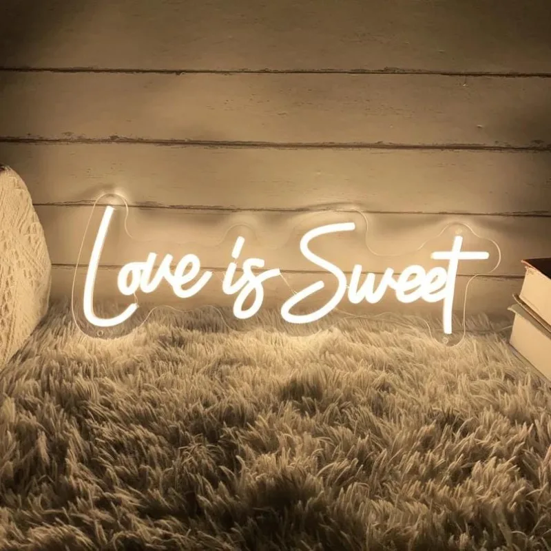 Love is Sweet Neon Sign LED Neon Signs Dimmable Neon Light for Wedding Decor Bridal Shower Engagement Bachelorette Party Decor