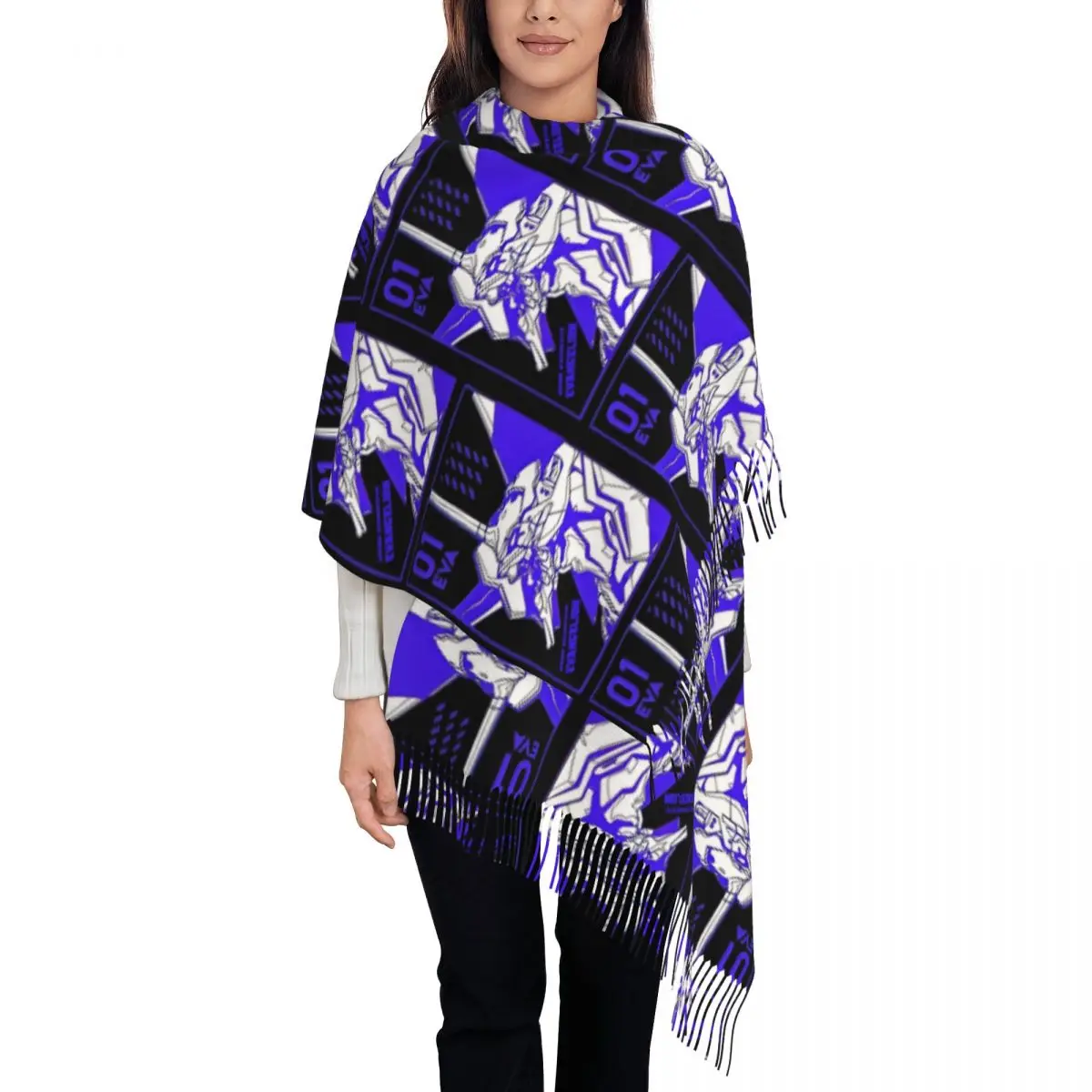 

Eva 01 Unique Art Scarf Tassel Scarves for Women Soft Warm Shawls and Wraps Large Fall Winter Shawl Wrap