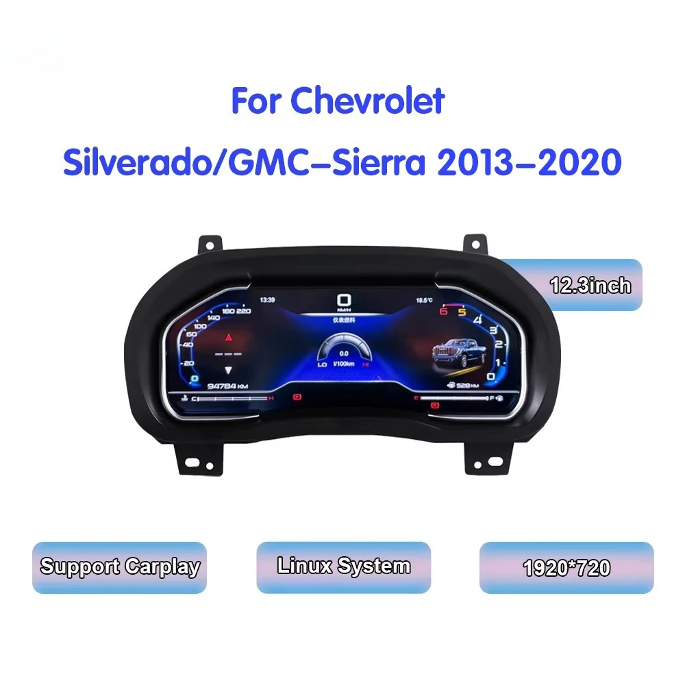 Cruscotto LCD Krando da 12,3 pollici per Silverado GMC Sierra 2013-2020 Pannello strumenti per cabina di pilotaggio virtuale a cluster digitale per auto
