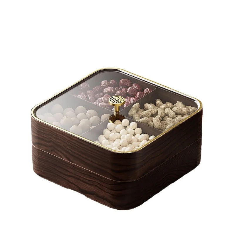 Подходит для имитации деревянной решетки, тарелка для сухофруктов, высококачественная ретро-креативная тарелка с орехами для гостиной, бытовая пластиковая тарелка для конфет b