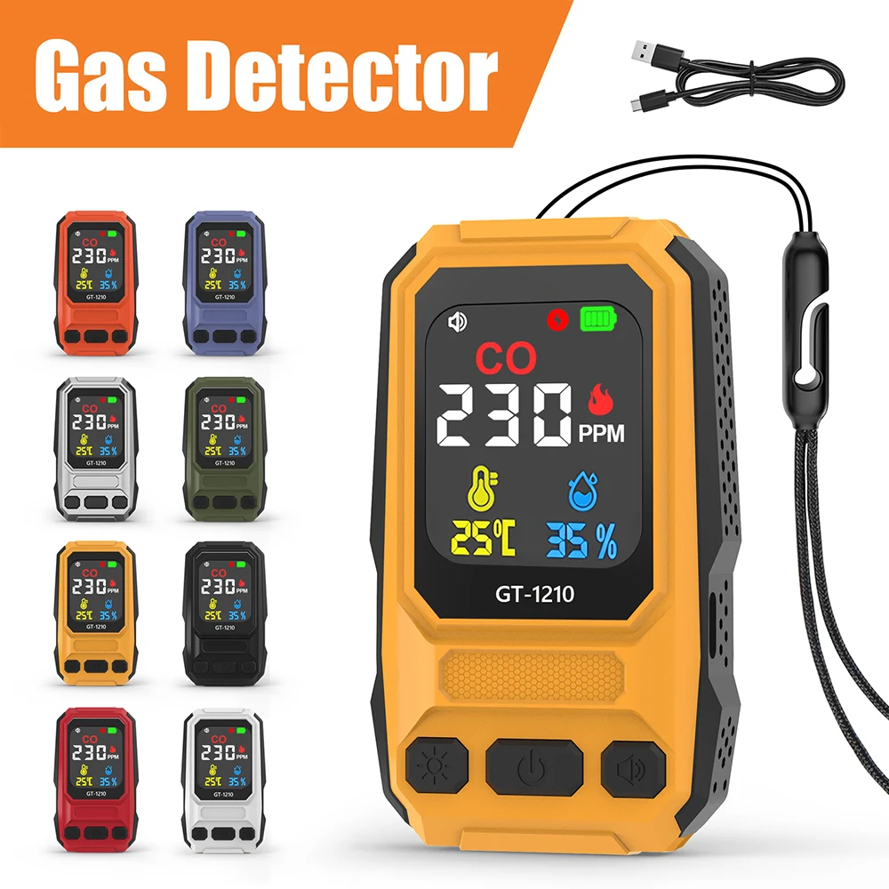 3 in 1 Carbon Monoxide Detector CO Gas Monitor Alarm LCD Digital CO Analyzer Temp Humidity Meter  for Home Library Depot