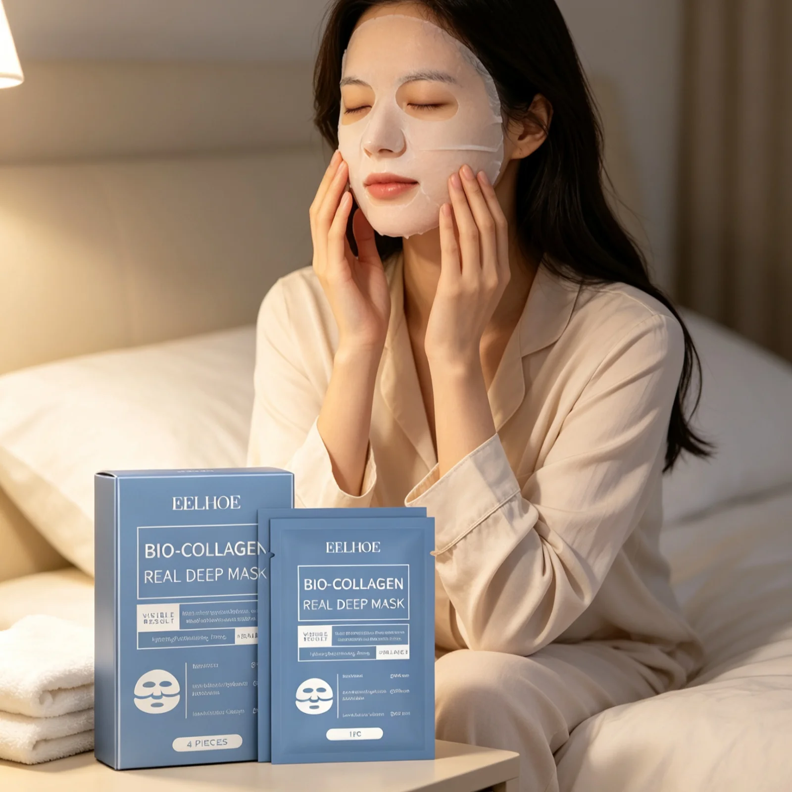 EELHOE Bio Collagen Face Mask for Deep Hydration Moisturizing Skin Barrier Repair Glow Facial Lifting Refreshing Face Skin Care