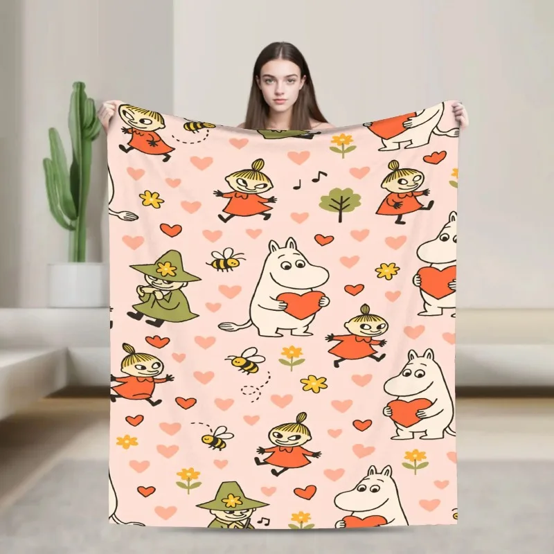 

Cartoon Kawaii Anime Moomins Series Cute Printing Pattern Blanket Funny Warm Throw Blankets for Bed Sofa Blanket Household Goods
