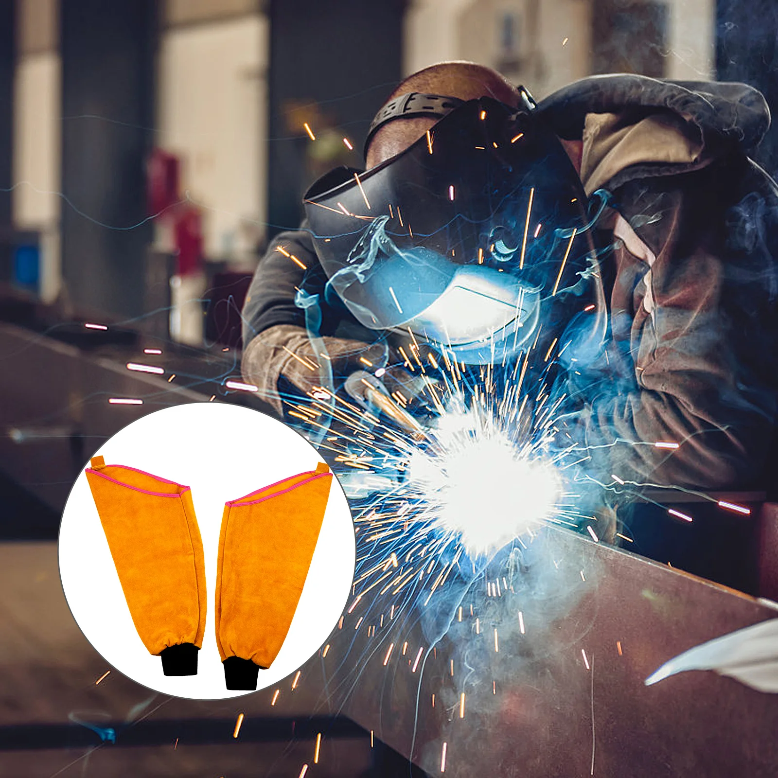 

Heavy Duty Welding Sleeve Thick Split Cowhide Flame Resistant Long Protective Arm Sleeve Spark Resistant Welding