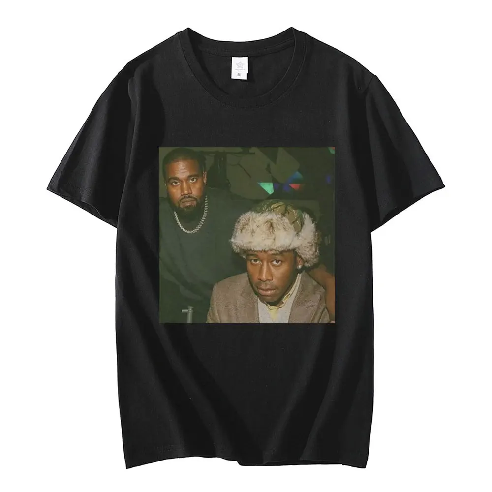 Rapper Kanye West Graphic Print T-shirt 90s Vintage Hip Hop T Shirt Fashion Casual Oversized T-Shirts Men's Short Sleeve Tees