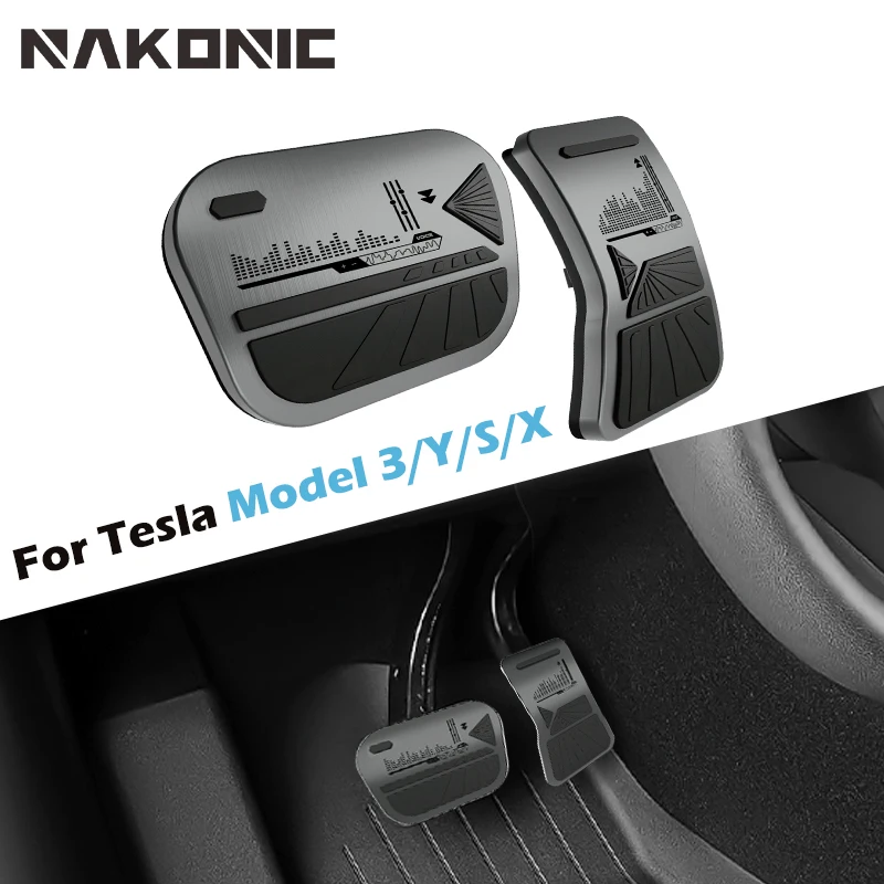 For Tesla Model Y 3 X S Aluminum Alloy Foot Pedal Pads 2PCS Non-Slip Brake Accelerator Pedal Cover Laser Process Car Accessories