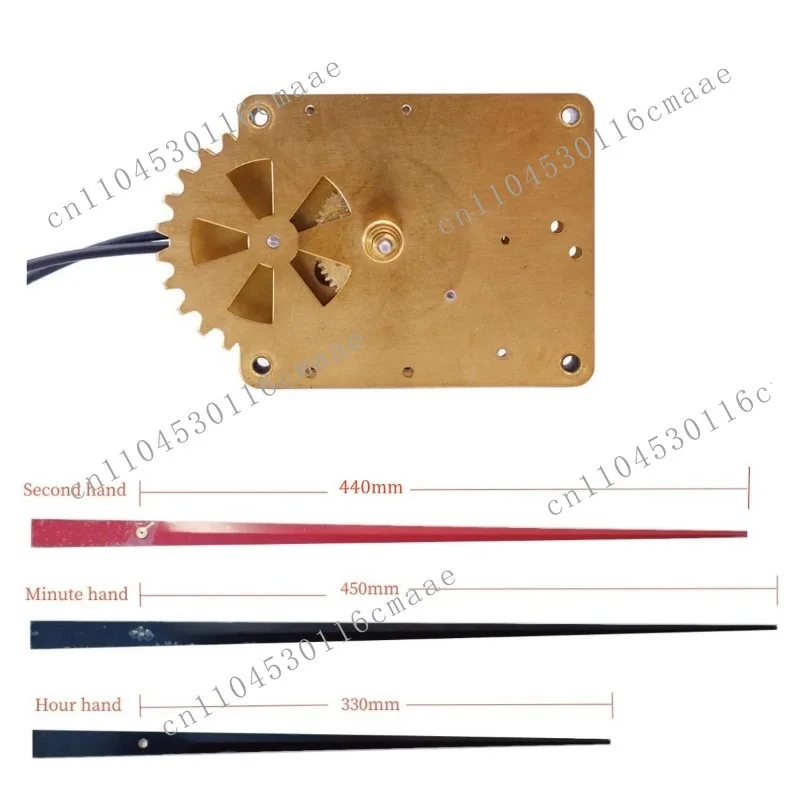 Extra-large wall clock movement: 220V metal gear power supply paired with 45cm long hands and high-torque clock movement