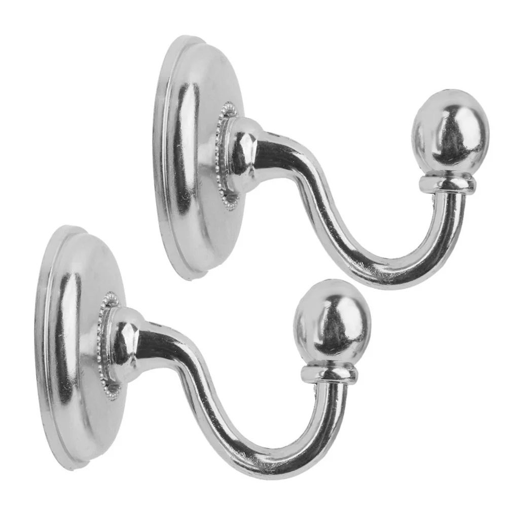 2 Pcs Alloy Suction Cup Hooks Curtain Tiebacks Clips Black Curtains Pommel Holdback