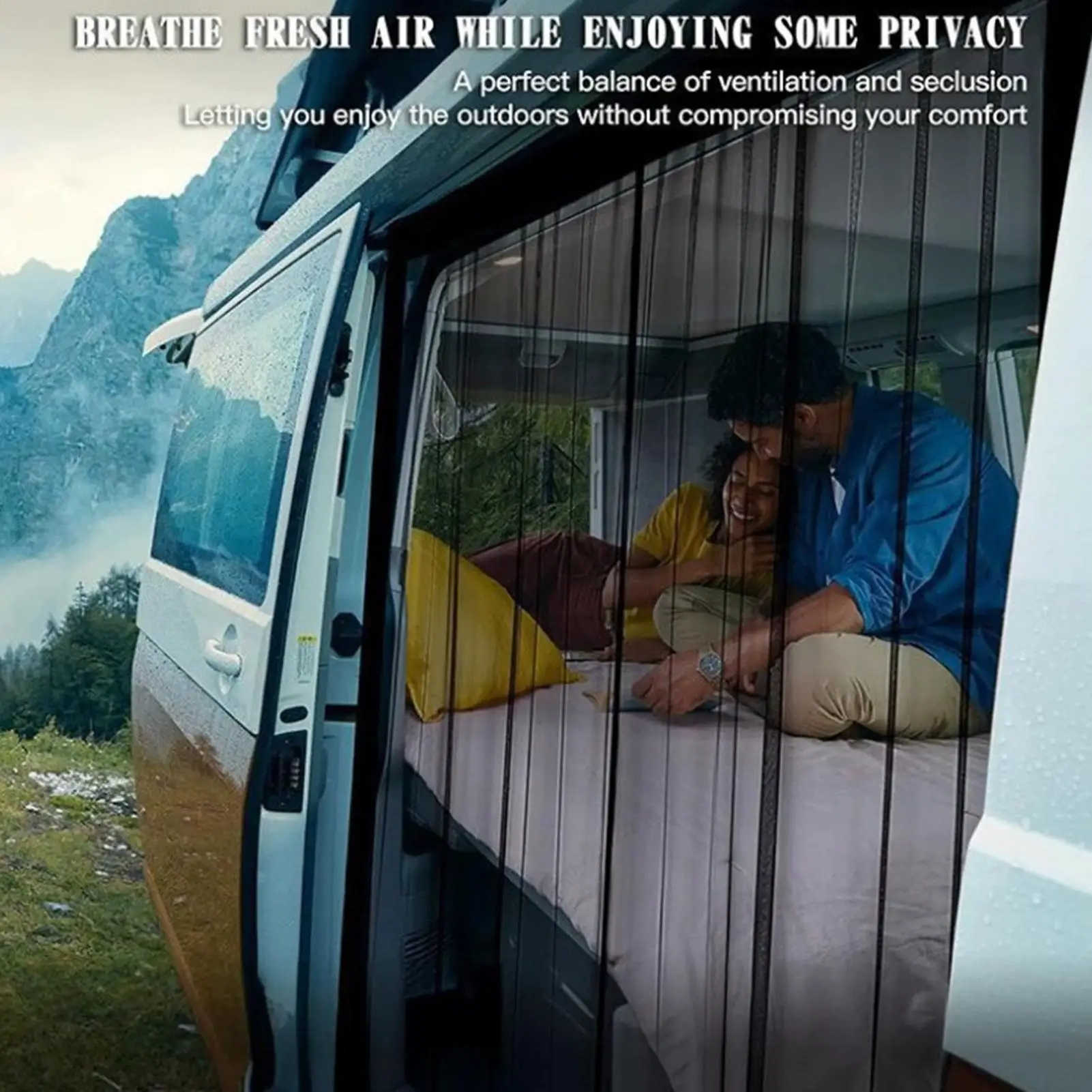 

Magnetic Door Screen For Van Magnetic Replacement Net RV Sliding Door Privacy Screen For Camping Outdoor Adventure Road Trip