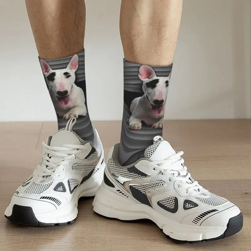 Fashion Bull Terrier männer Crew Socken Unisex Nette 3D Druck Hund Tier Kleid Socken