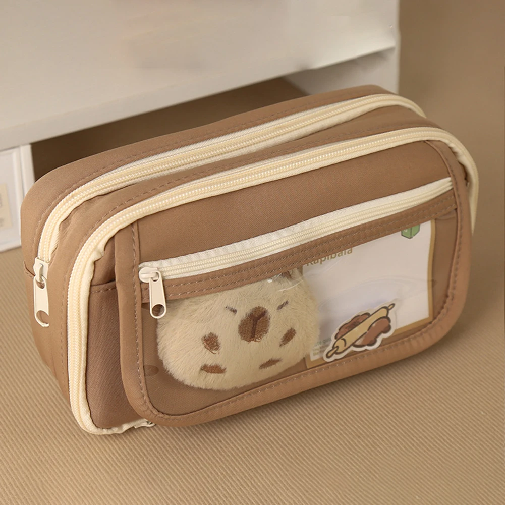 Cartoon Capybara Backpack with Pencil Case Cute Kawaii Backpack Large Capacity Capybara Flap Backpack Cute Bookbag for Students