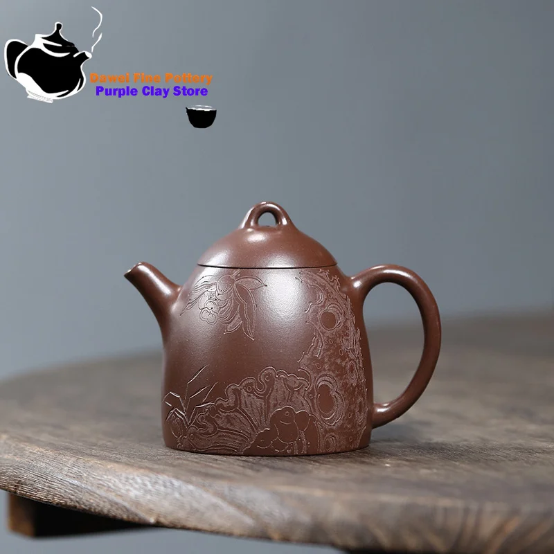 Yixing purple clay teapot, original ore, purple clay, Qin Quan teapot, inner push ball hole, Chinese teapot, tea set 140ml