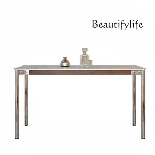 N36 Miayu Delifeng rock slab dining table Small apartment household rectangular  Simple modern metal western dining table