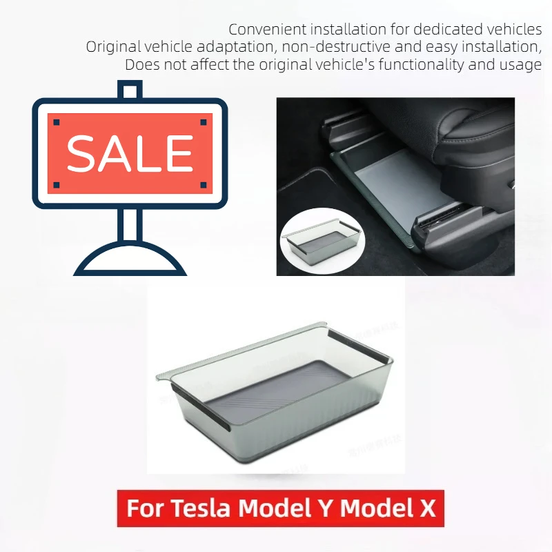 

Acrylic Transparent for Tesla Model Y Model X Underseat Storage Organizer Box Rear Seater Storage Tray Bottle Holder Accessories