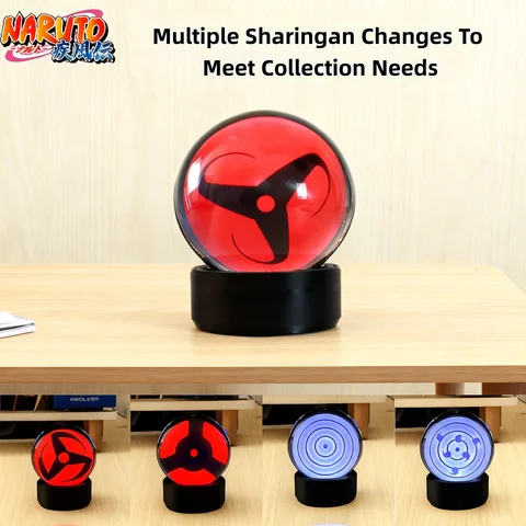 Sasuke Mangekyo Sharingan LED Crystal Ball Night Light - Rotating Patterns with Music Rhythm ,Naruto Anime Decor Unique Gift