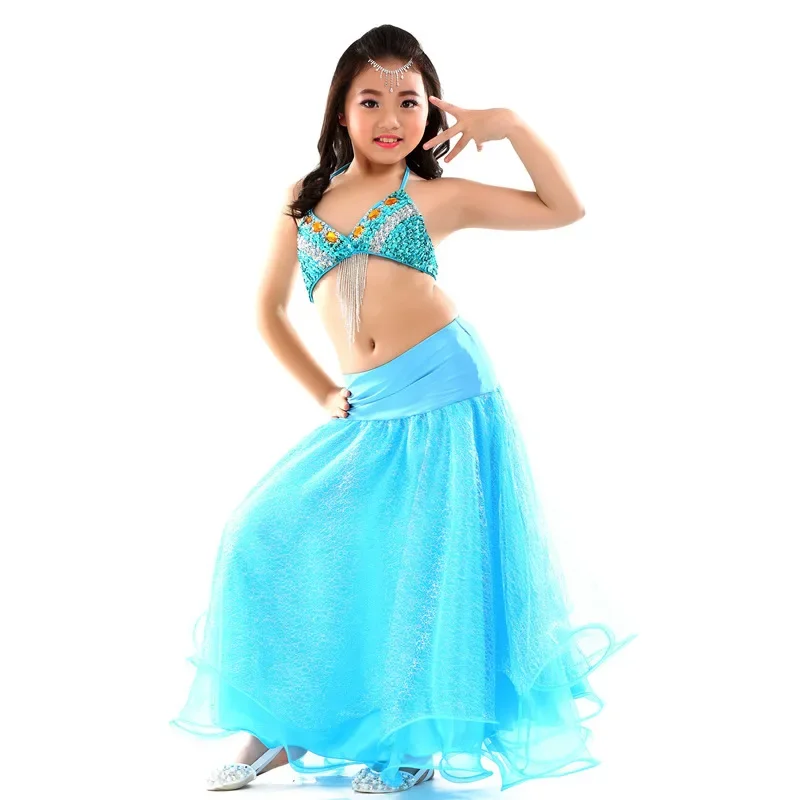 Dancer children's silver wire mesh skirt charm belly dance performance skirt stage focus
