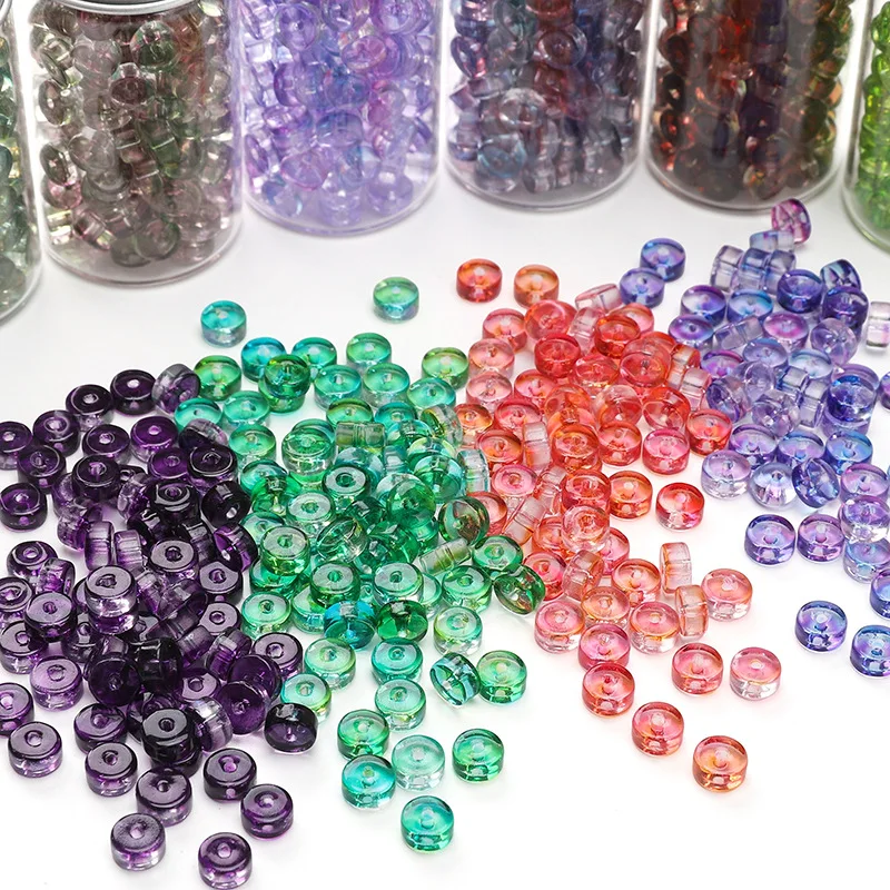70pcs 6x3mm Domestic Super Excellent Glass Rice Beads Wheel Beads Colorful Unique Loose Bead for Jewelry Making DIY Bracelet