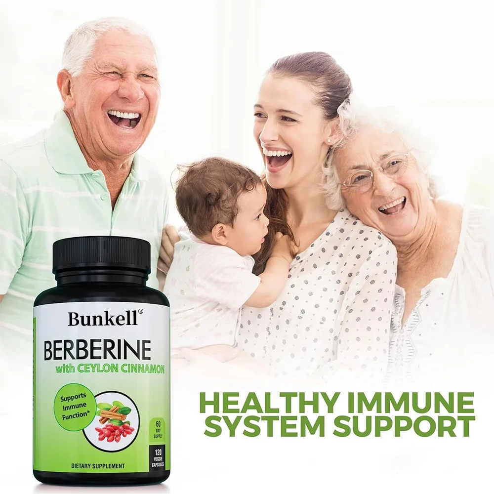 

Berberine with Ceylon Cinnamon Supplement - Helps Cardiovascular and Gastrointestinal & Heart Health, Supports Immune System