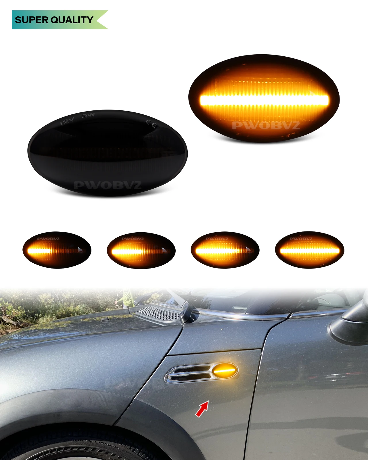 LED Dynamic Side Marker Light Turn Signal Light For BMW MINI Cooper R50 R52 R53 Blinker Flowing Water Flashing Light