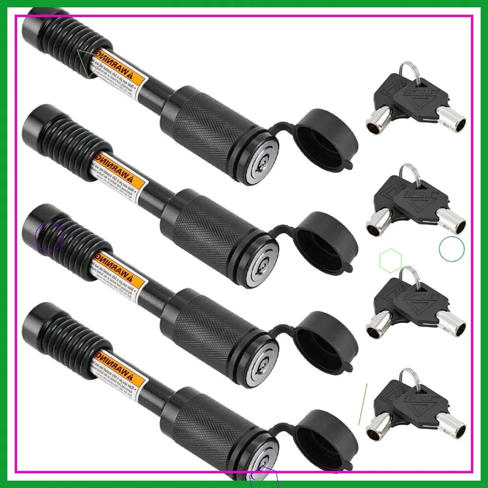 

Heavy Duty Trailer Hitch Pin Lock, 5/8" Dia 3-1/2" Long, Fits Class III IV 2" 2-1/2" Receiver with Anti-Rattle O-Rings (4 Pack)