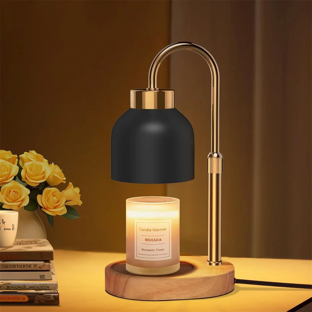 Candle Warmer Lamp with Timer and Dimmer Height and Brightness Adjustable, Black Electric Wax Warmer for Best House Warming Gift