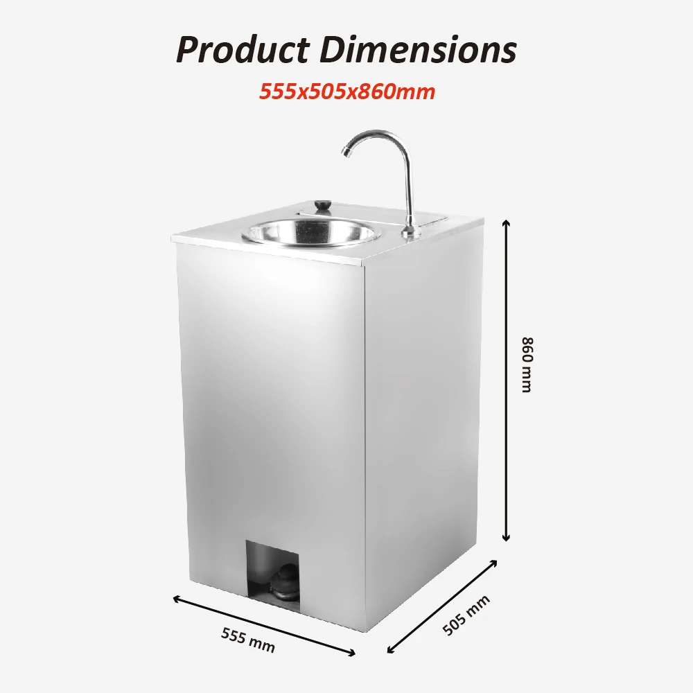 Stainless Steel Portable Mobile Wash Basin, Electric Hand Washing Sink Outdoor Factory Wholesale