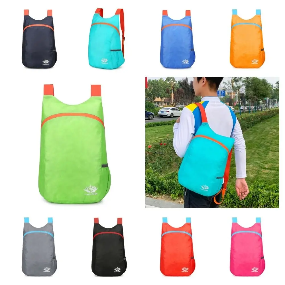 Mochila plegable de gran capacidad con cremallera para hombre, bolsa de nailon ligero de poliéster, bolso de hombro, Mini mochila de viaje impermeable, Unisex