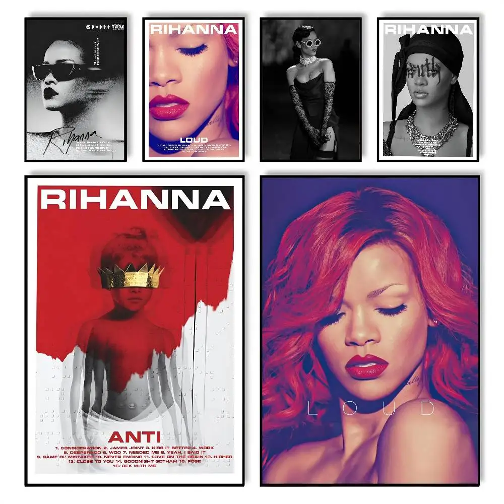 Hot Singer R-RIHANNAS Anime-Poster, Wandkunst, Druckkunst, geeignet für Wohnzimmer, Schlafzimmer, Bar, Wohnzimmer, Heimdekoration, Geschenk
