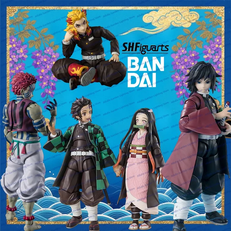 

Bandai SHF Demon Slayer: Kimetsu no Yaiba Tanjiro Kamado Nezuko Kamado Akaza Posable Фигурки Коллекционные Окрашенные Настоящие