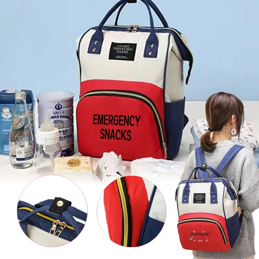 Mommy Bag Large Capacity Bags Multi-Function Waterproof Diaper and Bottle Nappy Backpack Bag Storage Bags Print Snack Pattern