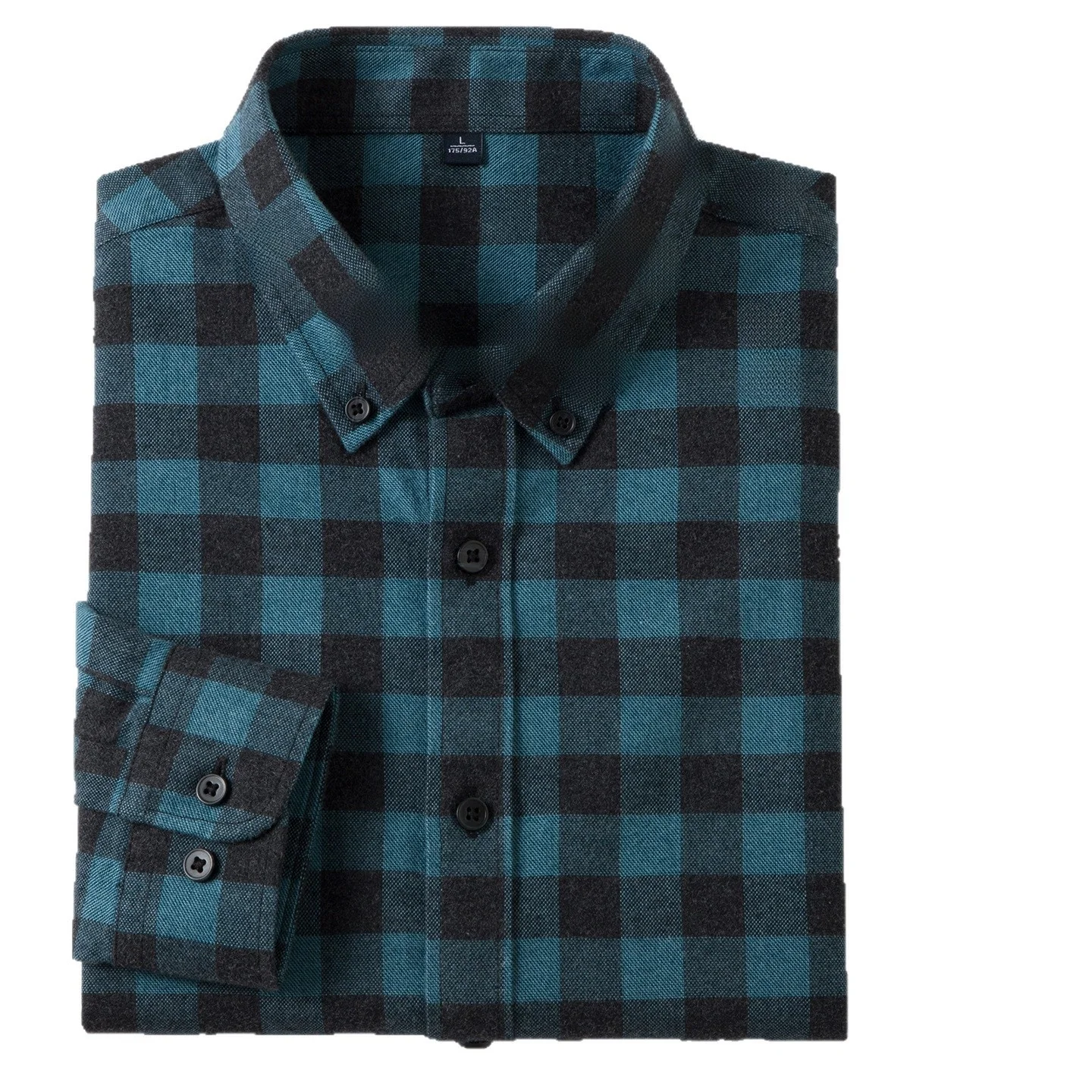 القطن الخالص منقوشة طويلة Sve الرجال irt عارضة الرجعية Faion الحضرية Sle سليم صالح الصينية الصانع الخريف ملابس موسمية #5