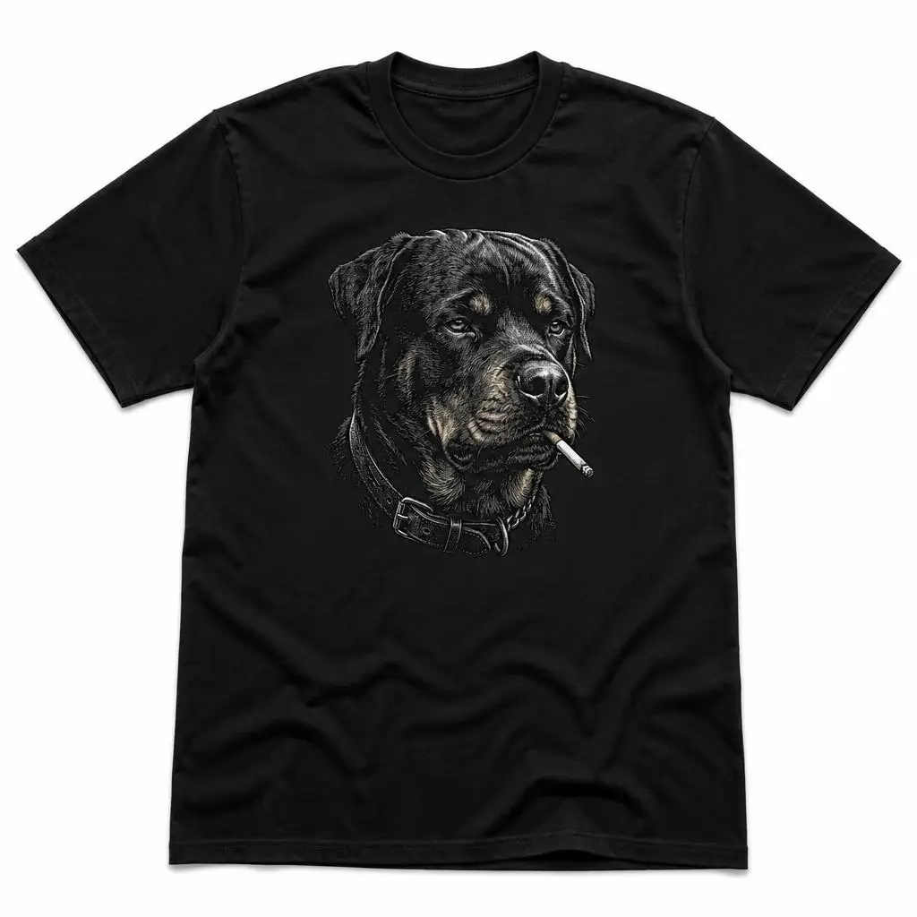 Camiseta Retro para hombre con diseño de Rottweiler Cigarrillo Fumar Vintage Meme, ropa 100% de algodón, camiseta divertida de manga corta, camisetas de regalo