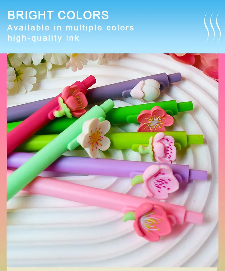 12 Stück Kugelschreiber mit einem kleinen blumenförmigen Anhänger, ein Muss für Blumenliebhaber, ein kreatives Geschenk und ein unterhaltsames Büro-Accessoire. – Detail 2