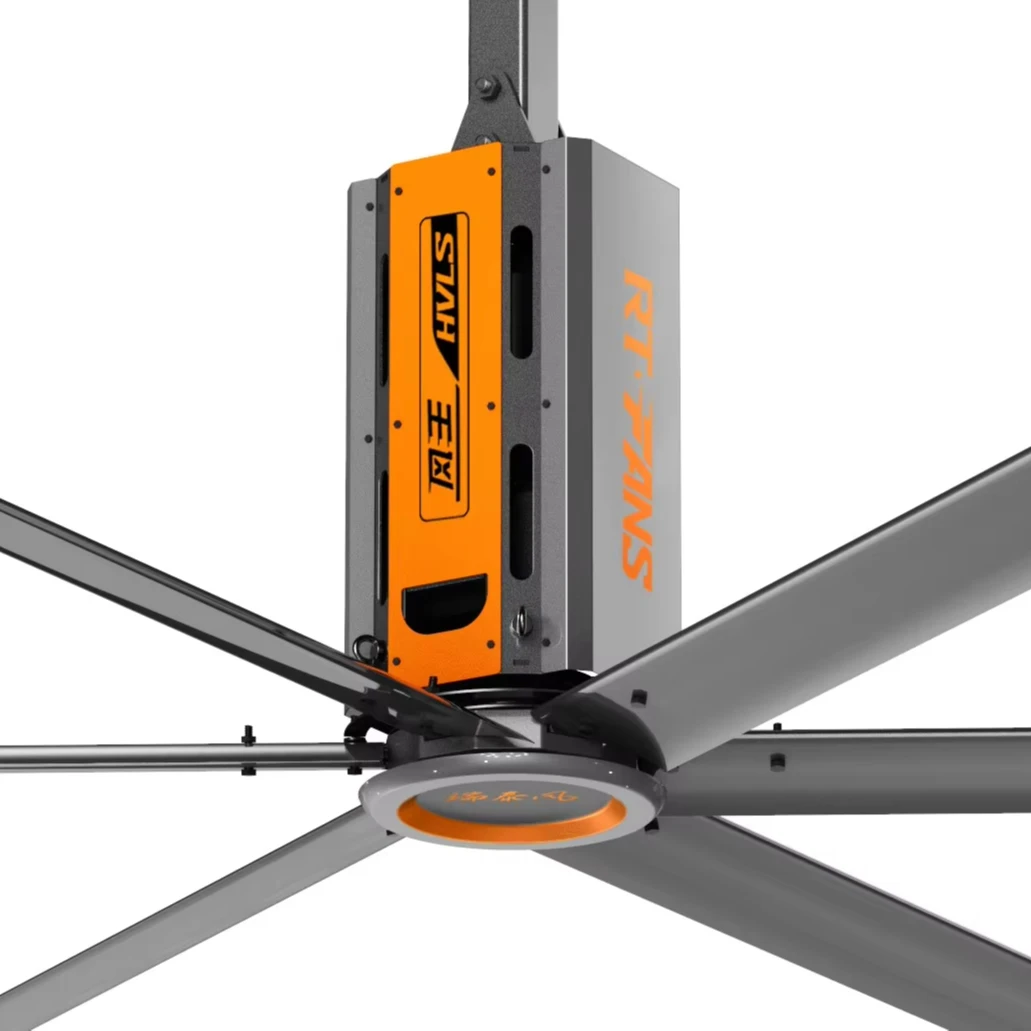 Kipas Angin Industri HVLS RTFANS 24ft IP55 Tahan Air, Kipas Besar untuk Gym, Gereja, Gudang