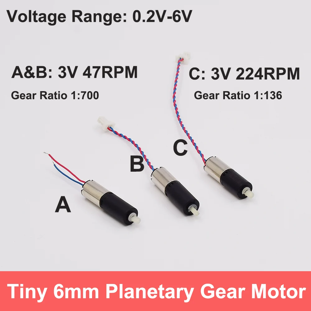 DC 1.5V 3V 3.7V 5V Tiny 6mm Planetary Plastic Gearbox Gear Reducer Coreless Motor Slow Speed 3-Stage/ 4-Stage Gearbox for Robot