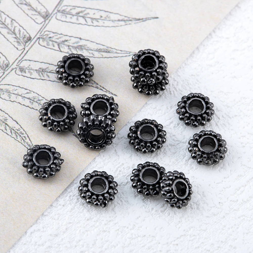 

10pcs Copper Gun Black Gear Loose Beads Straight Hole 1.8mm Jewelry Making Loose Spacer Beads for DIY Bracelet Accessories