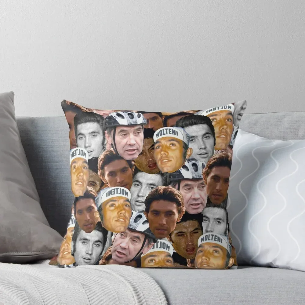 Eddy Merckx - professional road racing cyclist face pattern Throw Pillow pillows decor home Couch Cushions pillow