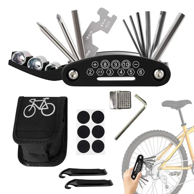 

Bike Multi Tool Bicycle Repair Bag & Tool Kit Multifunctional Bicycle Repair Tool Kit Portable Lightweight Bicycle Multi Tool