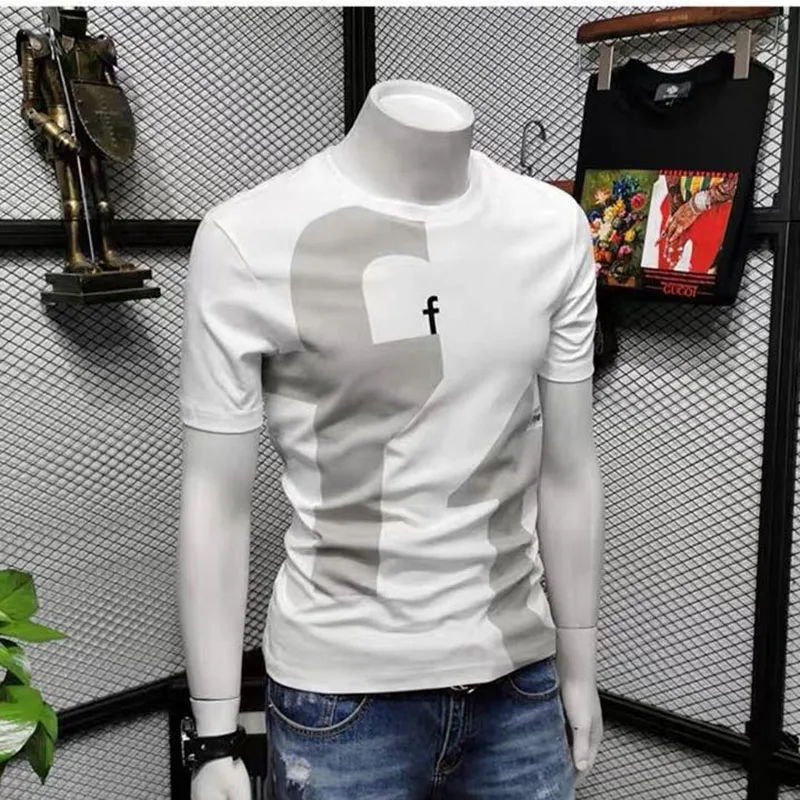 Fashion O-Neck Letter Short Sleeve Printed T-Shirt Men\'s Clothing 2023 Summer New Oversized Casual Pullovers Korean Tee Shirt